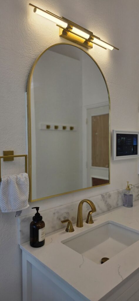 Vanity with gold fixtures – Fixora Remodeling, Plano TX