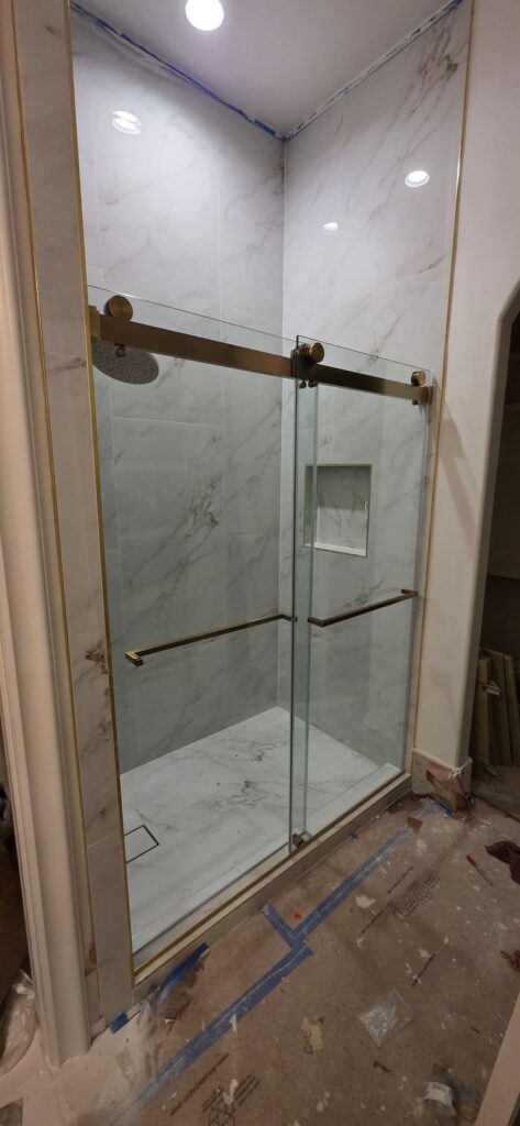 Sliding glass shower door – Fixora Remodeling, Plano TX