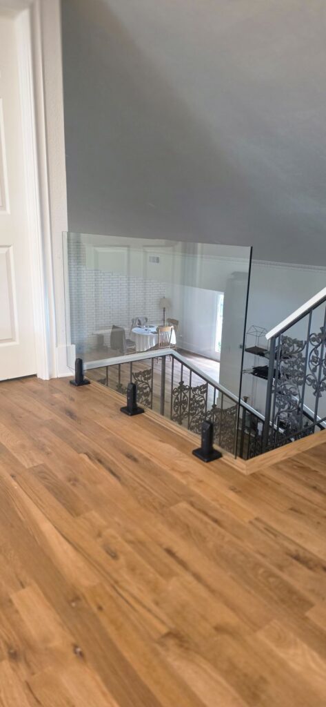 Glass railing & hardwood floor – Fixora Remodeling, Plano TX