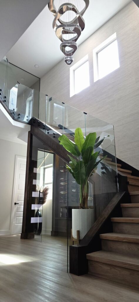 Two-story glass railing – Fixora Remodeling, Plano TX