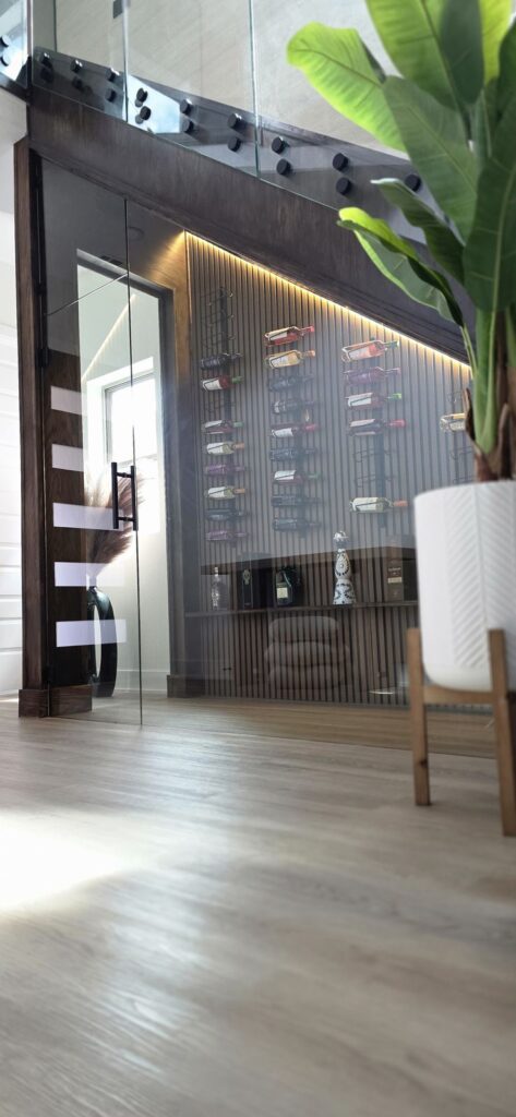 Custom wine wall under stairs – Fixora Remodeling, Plano TX